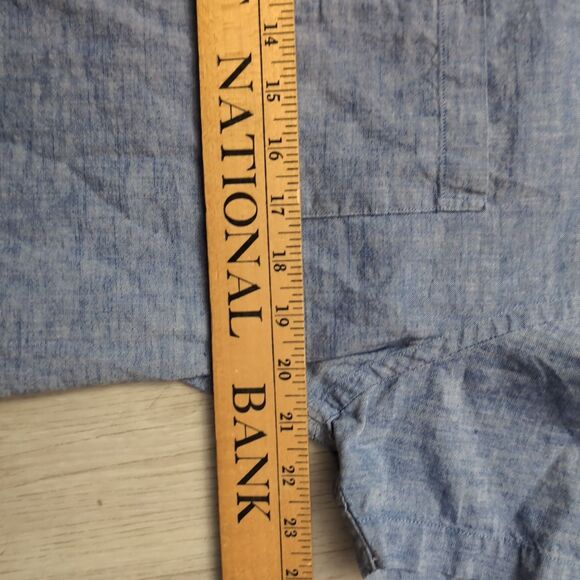 Ash & Erie Shirt Mens Large Short Sleeve Slim Button Dwn Cotton linen Blend - Picture 3 of 4